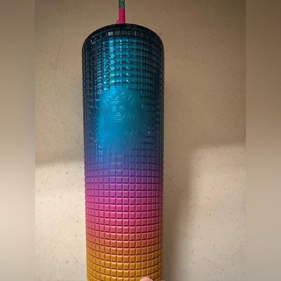 (FNWT Starbucks 2023 Tim Singleton Pride Grid Gradient Ombre Tumbler - Picture 5 of 6